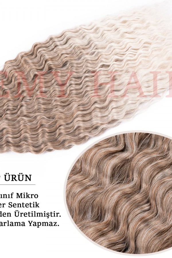 Afro Örgüsü Saç - Açık Kumral Gri Ombreli 100gr. Afro Örgüsü Saç - Açık Kumral Gri Ombreli 100gr.