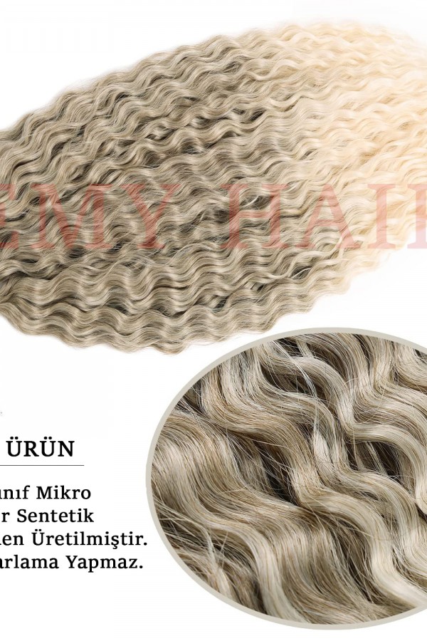 Afro Örgüsü Saç - Açık Küllü Gri Ombreli 100gr. Afro Örgüsü Saç - Açık Küllü Gri Ombreli 100gr.