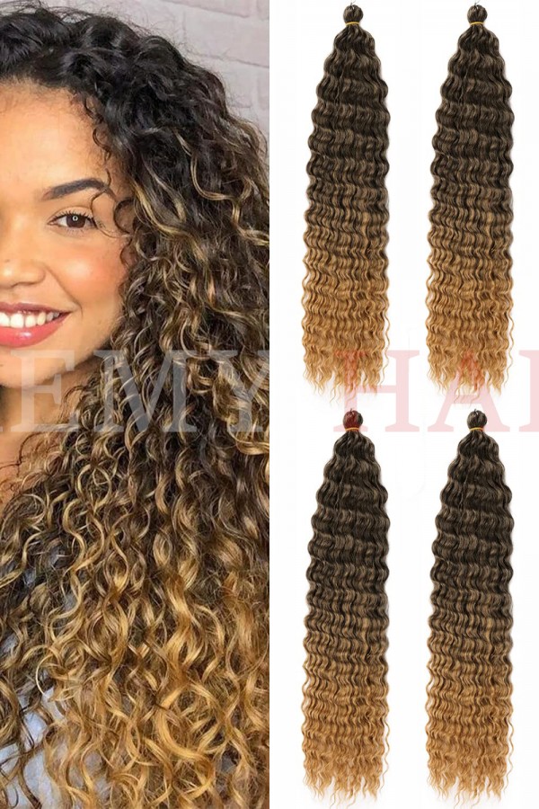 Afro Örgüsü Saç - Koyu Kumral Kahve Ombreli 100gr.