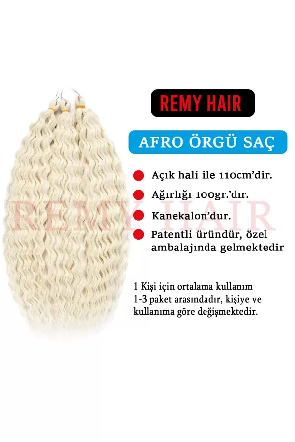 Afro Örgüsü Saç - Platin Buz Beyazı 100gr. afro-60