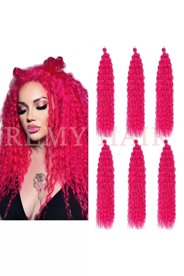 Afro Örgüsü Saç - Fuşya Pembe 100gr. hotpink