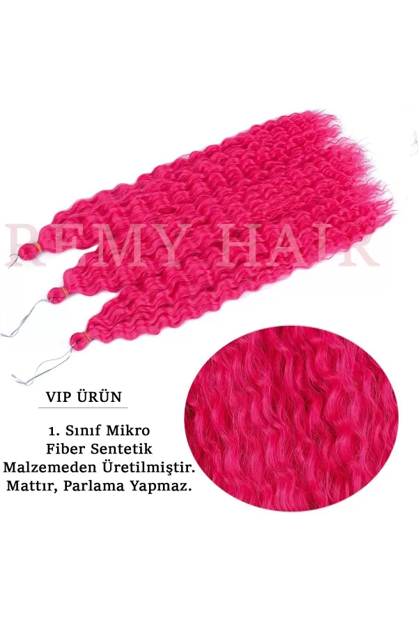 Afro Örgüsü Saç - Fuşya Pembe 100gr. hotpink