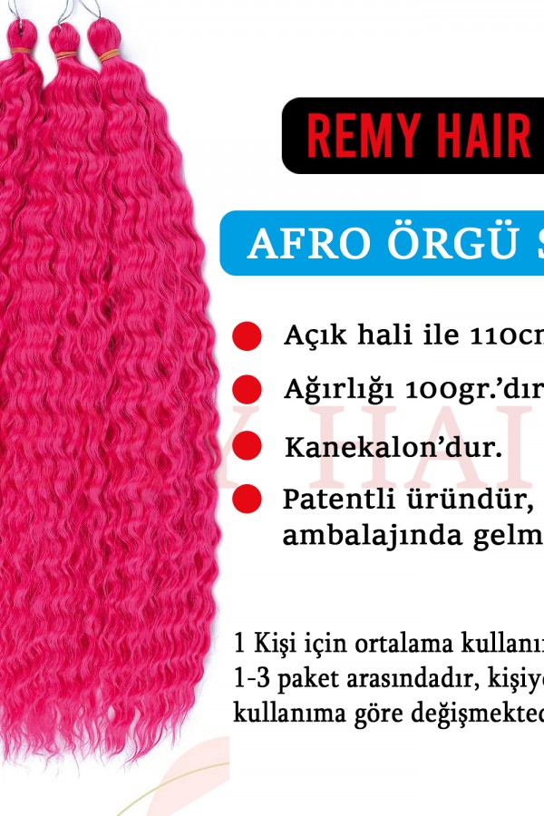 Afro Örgüsü Saç - Fuşya Pembe 100gr. Afro Örgüsü Saç - Fuşya Pembe 100gr.