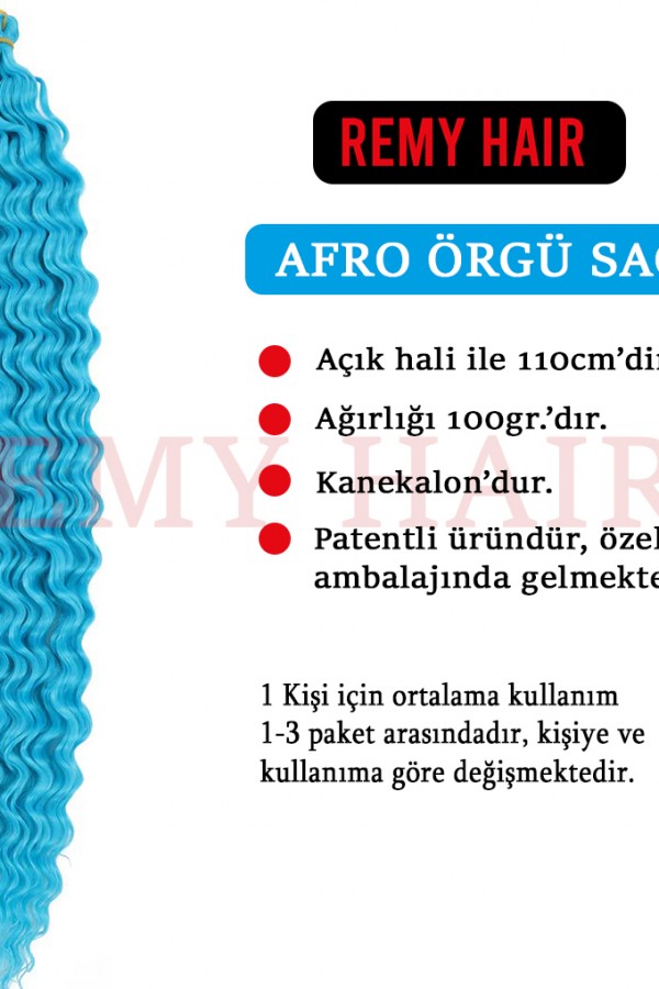 Afro Örgüsü Saç - Lake Blue 100gr.