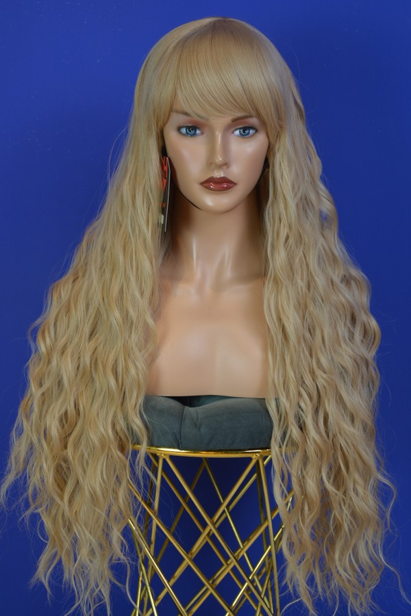 Bebek Sarısı Uzun Fiber Sentetik Perçemli Peruk