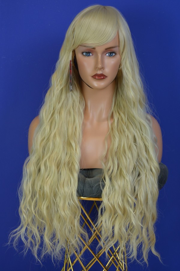 Platin Kahküllü Uzun Fiber Sentetik Peruk