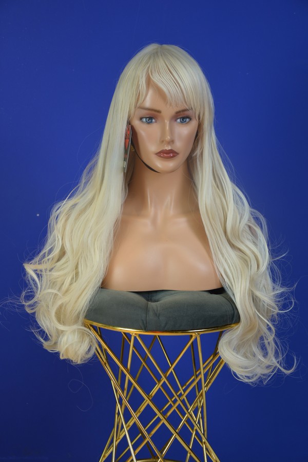 Platin Su Dalgalı Kahküllü Uzun Fiber Sentetik Peruk renk no:60A