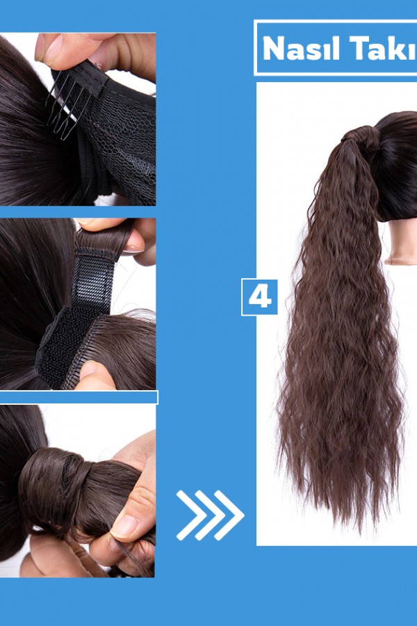 Bal Sarısı Krem Ombreli Dolamalı Düz At Kuyruğu Renk No:60AF24A