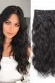 Siyah Afro Dalgalı Uzun Yarım Ay Saç – 3 Parça Çıt Çıt 80cm. 270 gr. VIP SERI pl-015-2
