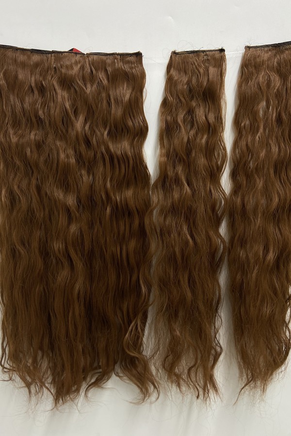 KAHVERENGİ AFRO DALGALI Yarım Ay  – 65cm 190 gr. FİBER SENTETİK Çıt Çıt – Renk No:30