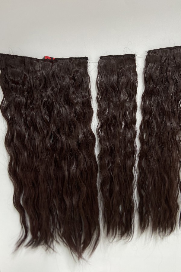 Bitter Koyu Kestane AFRO DALGALI Yarım Ay  – 65cm 190 gr. FİBER SENTETİK Çıt Çıt – Renk No:33 Bitter Koyu Kestane AFRO DALGALI Yarım Ay  – 65cm 190 gr. FİBER SENTETİK Çıt Çıt – Renk No:33