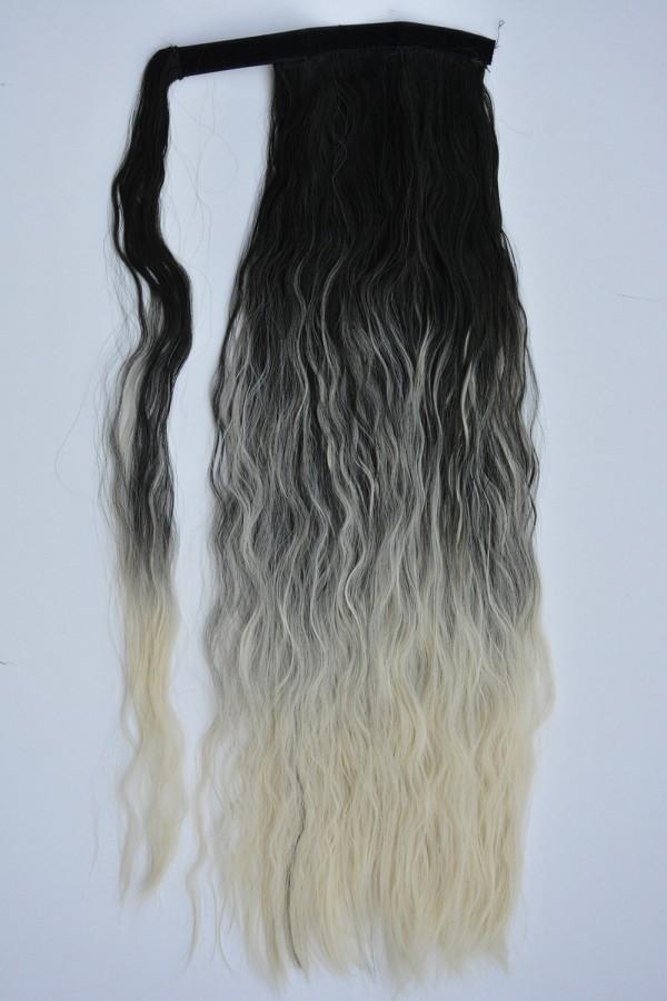 Siyah Platin Ombreli Dolamalı Dalgalı At Kuyruğu Renk No:613F4A