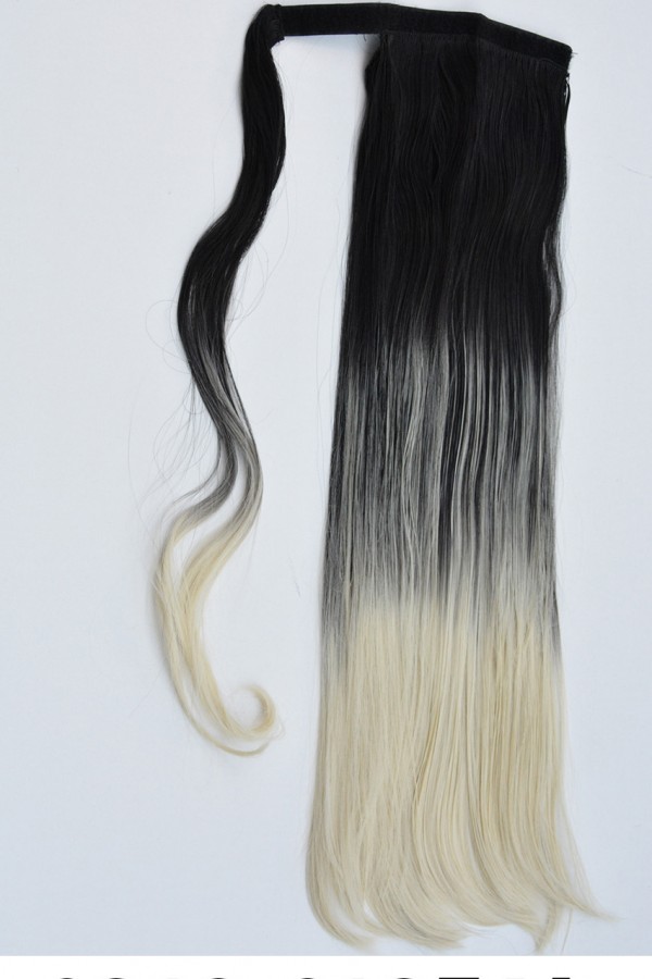 Siyah Platin Ombreli Dolamalı Düz At Kuyruğu Renk No:613F4A