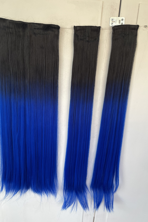 Siyah Mavi Düz Uzun Yarım Ay Saç – 3 Parça Çıt Çıt 80cm. 270 gr. VIP SERI Siyah Mavi Düz Uzun Yarım Ay Saç – 3 Parça Çıt Çıt 80cm. 270 gr. VIP SERI