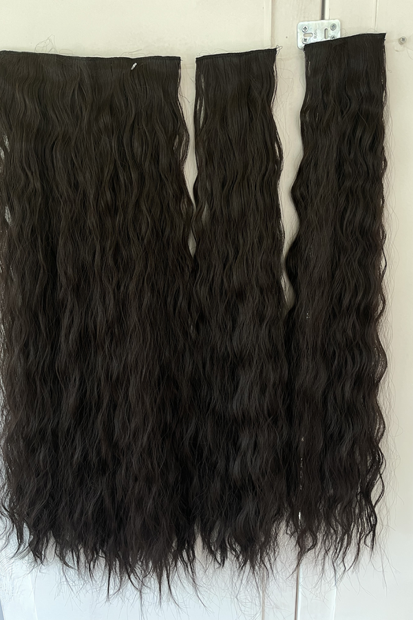 Bitter Kahve Afro Dalgalı Uzun Yarım Ay Saç –  3 Parça Çıt Çıt 80cm. 270 gr. VIP SERI Bitter Kahve Afro Dalgalı Uzun Yarım Ay Saç –  3 Parça Çıt Çıt 80cm. 270 gr. VIP SERI
