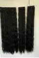 Siyah Afro Dalgalı Uzun Yarım Ay Saç – 3 Parça Çıt Çıt 80cm. 270 gr. VIP SERI pl-015-2