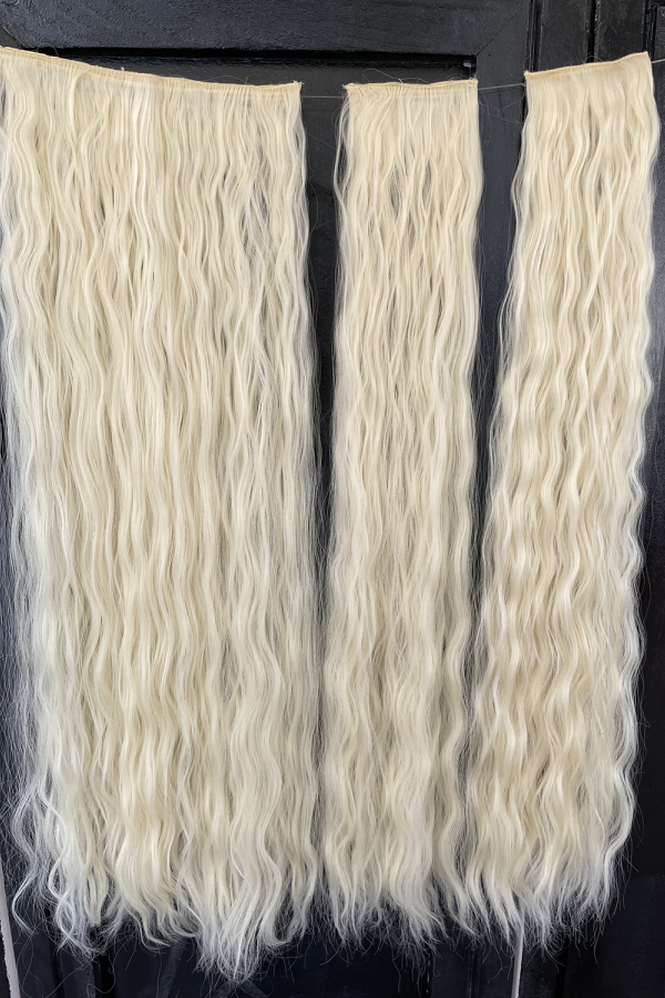 Platin Sarı Afro Dalgalı Uzun Yarım Ay Saç –  3 Parça Çıt Çıt 80cm. 270 gr. VIP SERI Platin Sarı Afro Dalgalı Uzun Yarım Ay Saç –  3 Parça Çıt Çıt 80cm. 270 gr. VIP SERI