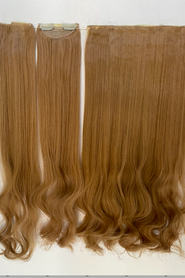Soft Açık Kahve Su Dalgalı Uzun Yarım Ay Saç –  3 Parça Çıt Çıt 75cm. 230 gr. VIP SERI