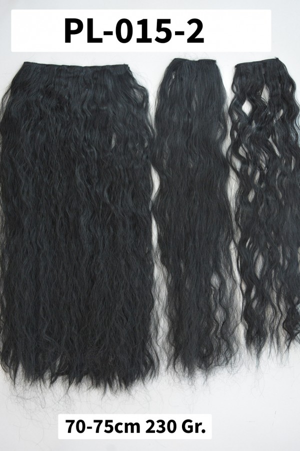 Siyah Afro Dalgalı Uzun Yarım Ay Saç –  3 Parça Çıt Çıt 75cm. 230 gr. VIP SERI