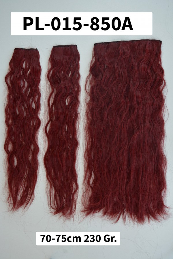 Kızıl Afro Dalgalı Uzun Yarım Ay Saç –  3 Parça Çıt Çıt 75cm. 230 gr. VIP SERI