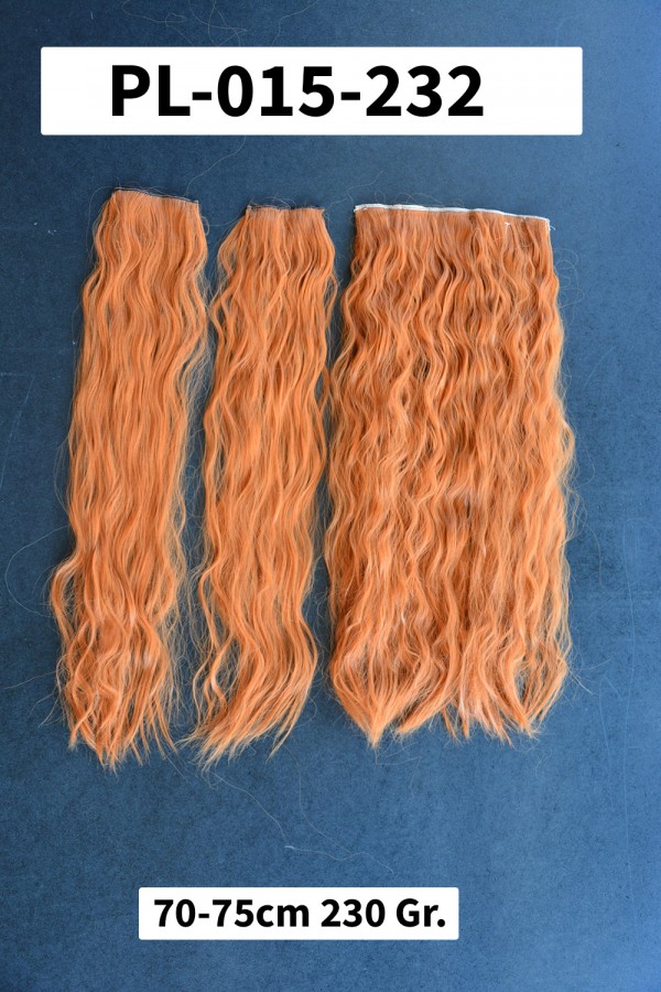 Bakır Afro Dalgalı Uzun Yarım Ay Saç –  3 Parça Çıt Çıt 75cm. 230 gr. VIP SERI