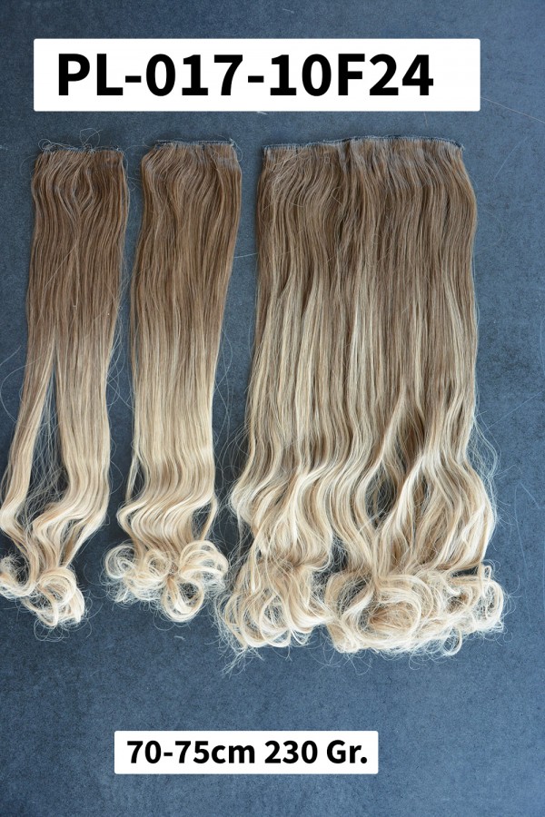 Altın Sarısı Ombreli Su Dalgalı Uzun Yarım Ay Saç –  3 Parça Çıt Çıt 75cm. 220 gr. VIP SERI