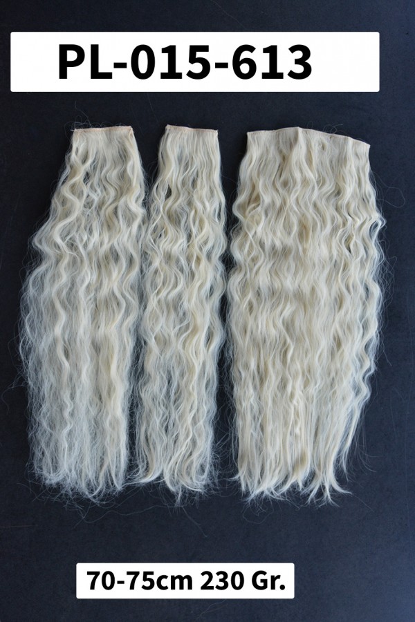 Platin Sarısı Afro Dalgalı Uzun Yarım Ay Saç –  3 Parça Çıt Çıt 75cm. 230 gr. VIP SERI