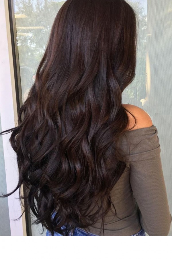 Kestane Su Dalgalı Uzun Yarım Ay Saç –  3 Parça Çıt Çıt 75cm. 220 gr. VIP SERI no:8B