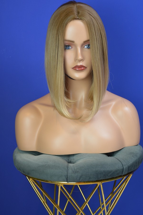 Koyu Kahve Karamel Ombreli Kısa Küt Perçemsiz Peruk