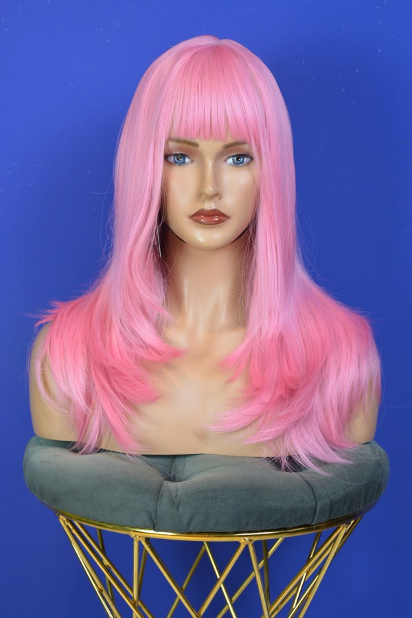 Kızıl Fiber Sentetik Orta Boy Perçemli Peruk