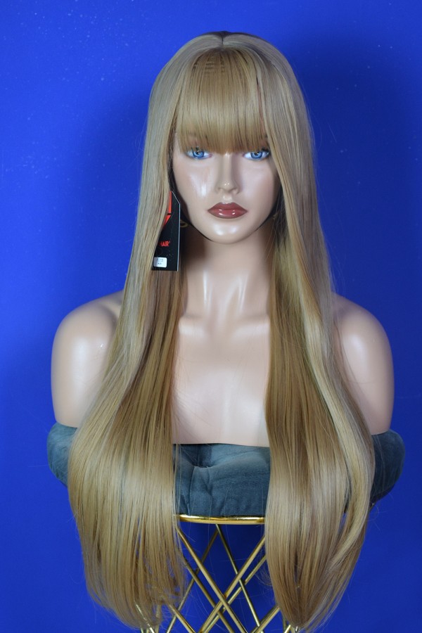 Uzun Boy Fiber Sentetik Bebek Sarısı Perçemli Peruk