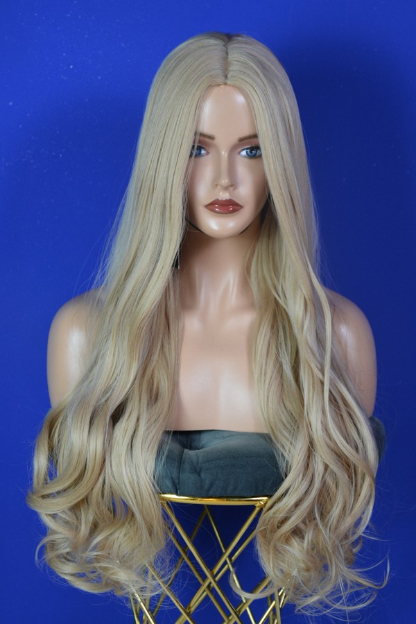 Bebek Sarısı Yoğun Dalgalı Uzun Peruk