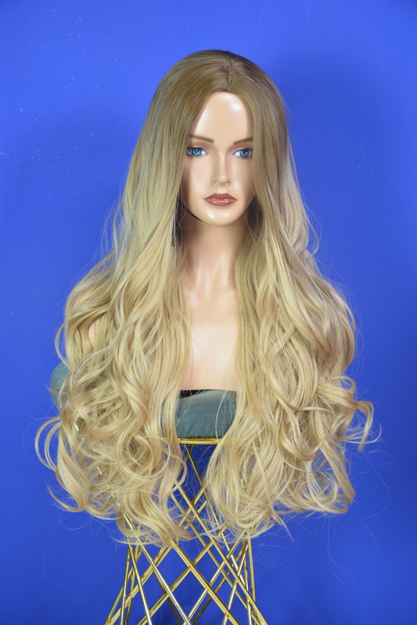 Açık Kumral Yoğun Dalgalı Uzun Peruk