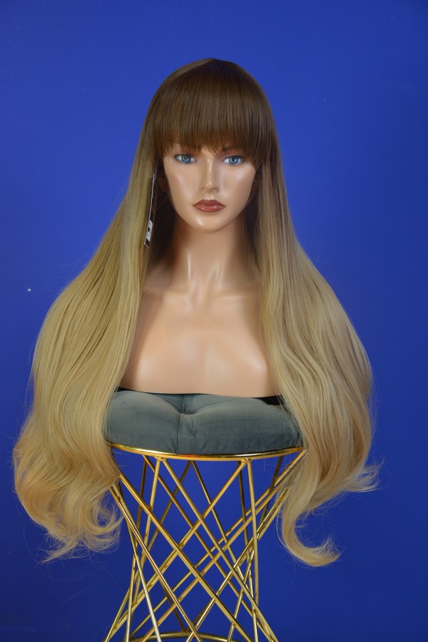 Koyu Kahve Ombreli Uzun Kahküllü Dalgalı Fiber Sentetik Peruk