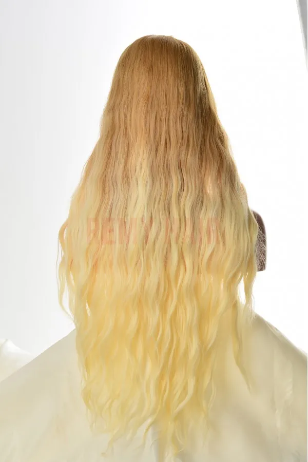 Gold Platin Ombreli Dalgalı Fiber Sentetik Peruk 9034-26h613f26-1