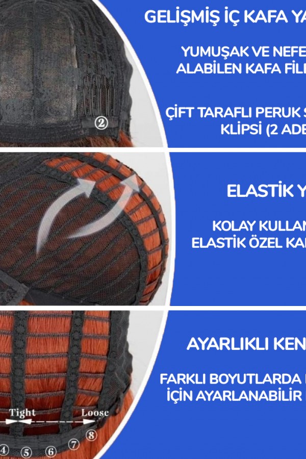 Omuz Sarı Fiber Sentetik Perçemli Peruk Omuz Sarı Fiber Sentetik Perçemli Peruk