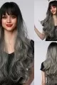 Siyah Gri Ombreli Dalgalı Kahküllü Fiber Sentetik Peruk remy-9632-2f89a-2