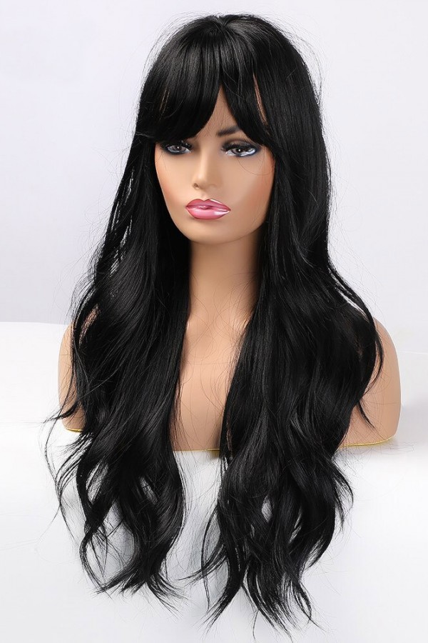 Siyah Kahküllü Uzun Dalgalı Fiber Sentetik Peruk Renk No:1B Siyah Kahküllü Uzun Dalgalı Fiber Sentetik Peruk Renk No:1B