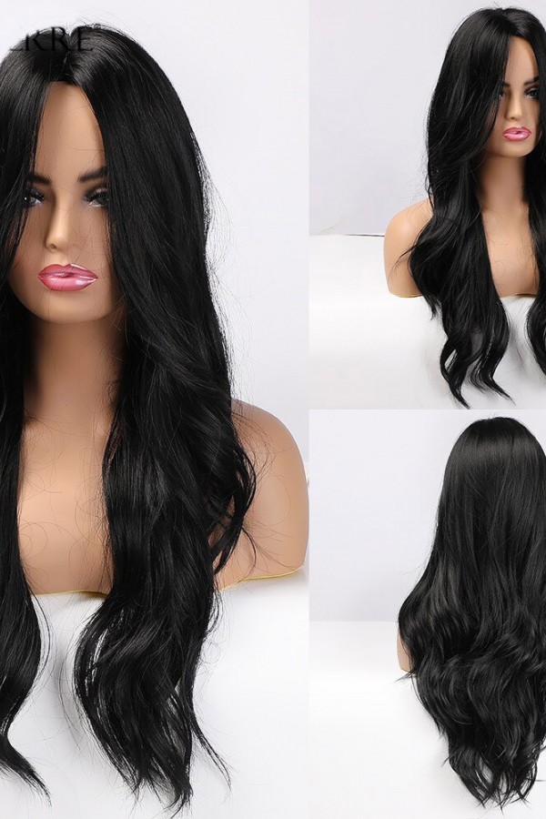 Siyah Uzun Düz Fiber Sentetik Peruk Siyah Uzun Düz Fiber Sentetik Peruk